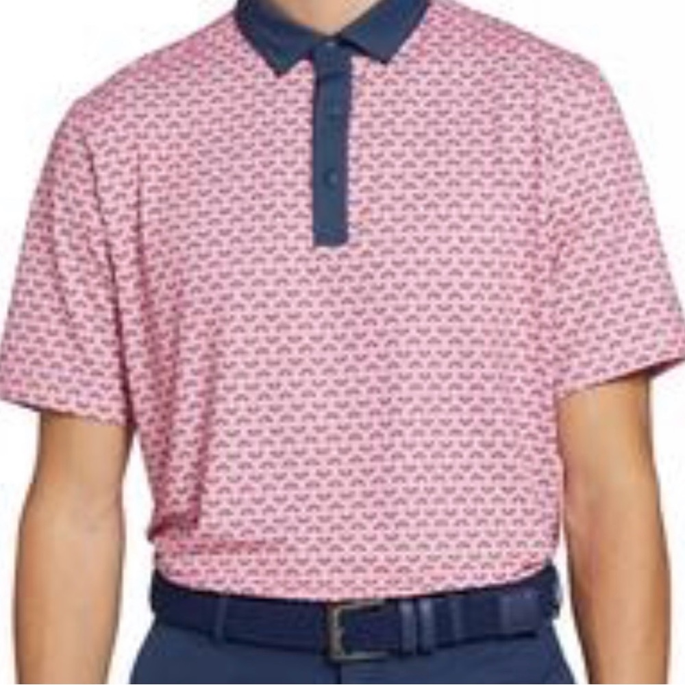 Pink and Navy Blue Men's Walter Hagen Golf Polo Shirt